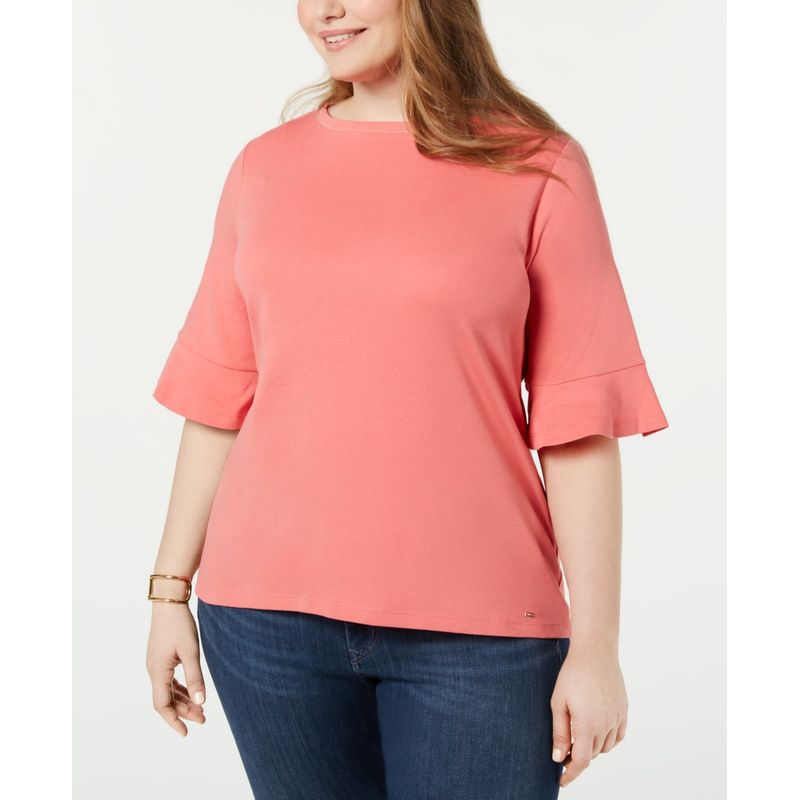 Tommy Hilfiger Plus Size Cotton Flared Sleeve Top